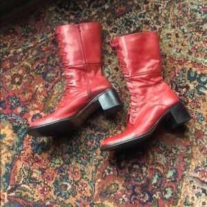 Cherry Red Leather Lace Up Pazzo Boots